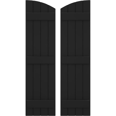 Ekena Millwork Americraft 4-Board (3 Batten) Wood Joined Board-n-Batten Shutters w/Ellipt Top, ARW401BE414X40BLH, PR ARW401BE414X40BLH